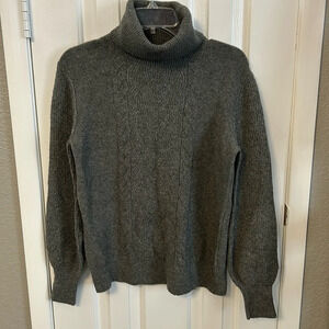 Caslon Women’s (XS) Grey Heathered Cable Knit Cotton Wool Turtleneck Soft NWT